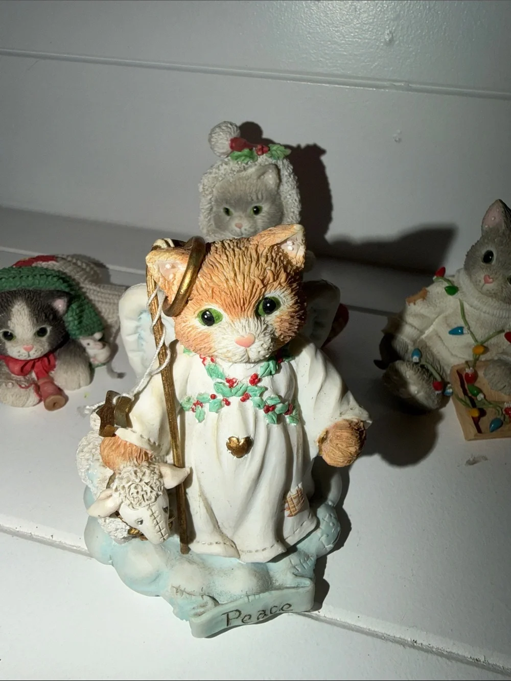 Vintage Calico Kittens Holiday Cat Figurine Set of four